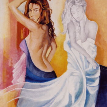 「Sophie et Valérie」というタイトルの絵画 Jean Luc Marèsによって, オリジナルのアートワーク, オイル