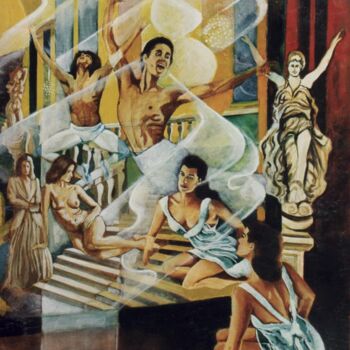 Painting titled "La danseuse au miro…" by Jean Luc Marès, Original Artwork, Oil