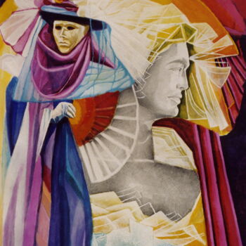 Peinture intitulée "Venise - homme masq…" par Jean Luc Marès, Œuvre d'art originale, Huile