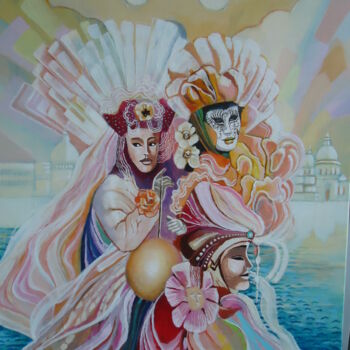 Pittura intitolato "Venise - les songeu…" da Jean Luc Marès, Opera d'arte originale, Olio
