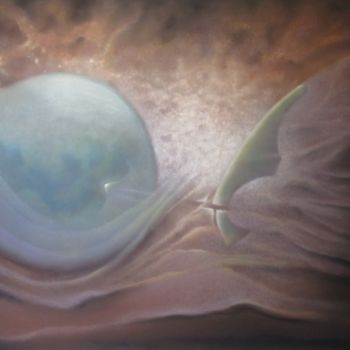 Peinture intitulée "aux abords de Titan" par Jean Luc Mariot, Œuvre d'art originale, Pastel