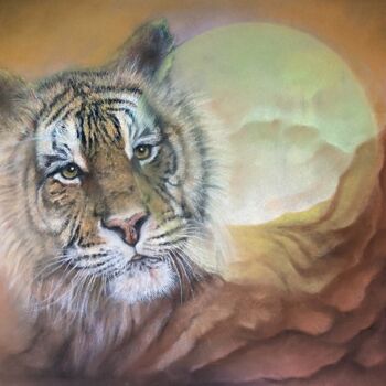 "La sagesse du tigre" başlıklı Tablo Jean Luc Mariot tarafından, Orijinal sanat, Pastel