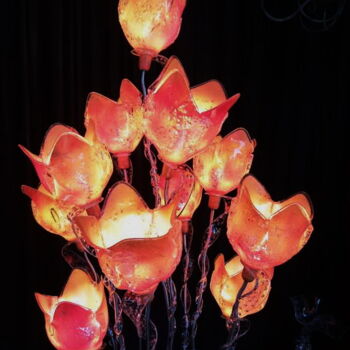 Artisanat intitulée "Lampadaire bouquet…" par Jean Luc Masini, Œuvre d'art originale, Éclairage
