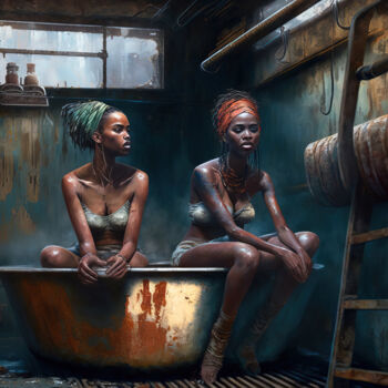 Arte digital titulada "In The Bath 1" por Jean Luc Michon, Obra de arte original, Imagen generada por IA