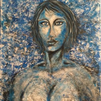 "Femme bleu" başlıklı Tablo Jean Luc Onré tarafından, Orijinal sanat, Akrilik Ahşap Sedye çerçevesi üzerine monte edilmiş
