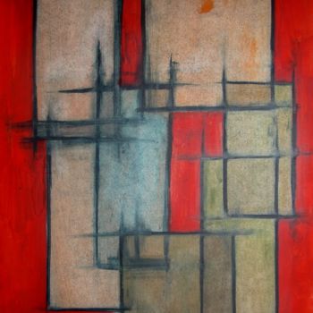 Painting titled "Rectangles sur fond…" by Jean-Luc Perrault, Original Artwork