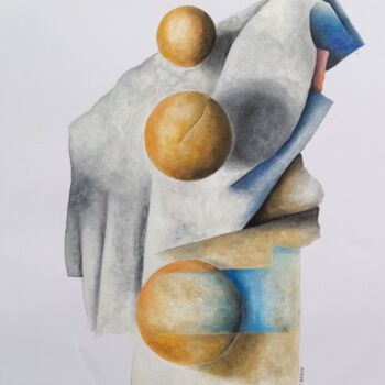 Peinture intitulée "Trois boules" par Jean-Luc Portet, Œuvre d'art originale, Huile