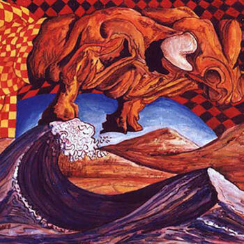 Peinture intitulée "le-taureau-et-la-va…" par Jean-Luc Portet, Œuvre d'art originale