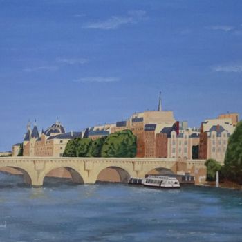 Schilderij getiteld "Le pont neuf" door Jean-Luc Tranchand, Origineel Kunstwerk, Olie
