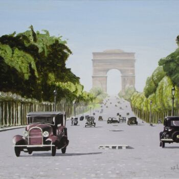 Pittura intitolato "Les Champs-Elysées" da Jean-Luc Tranchand, Opera d'arte originale, Olio