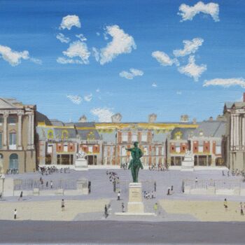 Painting titled "CHATEAU DE VERSAILL…" by Jean-Luc Tranchand, Original Artwork, Oil Mounted on Wood Stretcher frame