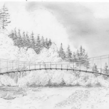 Painting titled "Pont Turrian" by Jean-Marc Allenbach, Original Artwork, Pencil