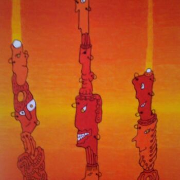 Pintura intitulada "serie "totem" 2" por Jean Marc Boissy, Obras de arte originais, Óleo