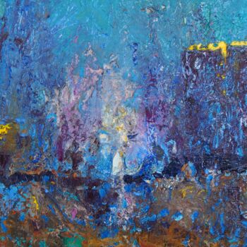 Pintura intitulada "Bleus cassés" por Jean-Marc Chapelet (jeanmarchapelet), Obras de arte originais, Óleo