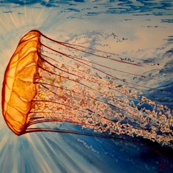 Peinture intitulée "Entre deux eaux" par Jean Marc Collombat, Œuvre d'art originale, Aquarelle