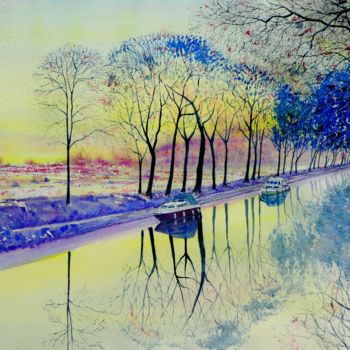 Malerei mit dem Titel "Canal du "Matin"" von Jean Marc Collombat, Original-Kunstwerk, Aquarell