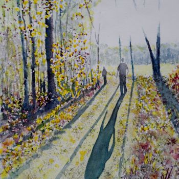 Peinture intitulée "Suivi comme son omb…" par Jean Marc Collombat, Œuvre d'art originale, Aquarelle