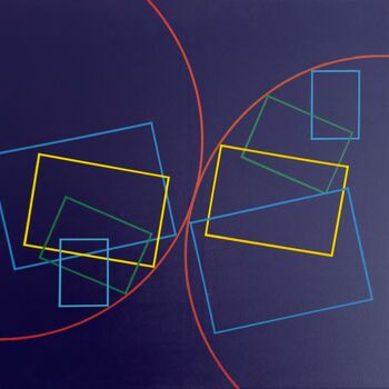 Painting titled "Rectangles en rotat…" by Jean-Marc Gardeux, Original Artwork, Acrylic