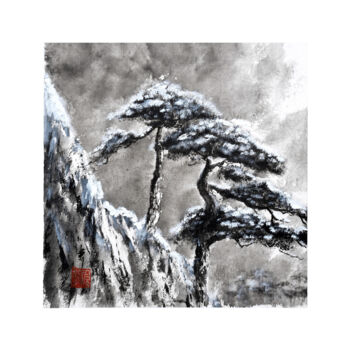 제목이 "Neige dans les Huan…"인 미술작품 Jean-Marc Moschetti (encre-zen)로, 원작, 잉크 나무 들것 프레임에 장착됨