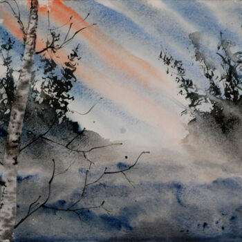 Painting titled "watercolor winter r…" by Jean-Marc Quilichini, Original Artwork, Watercolor