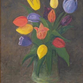 Painting titled "TULIPES" by Jean-Marc Serieys, Original Artwork, Oil
