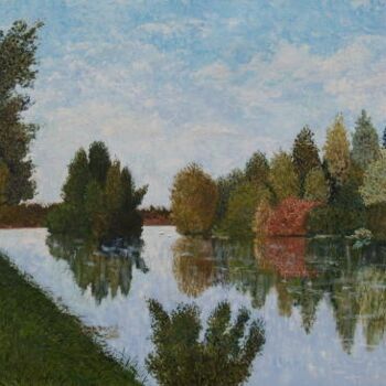 Pittura intitolato "BORD DE SEINE PRES…" da Jean-Marc Serieys, Opera d'arte originale, Olio