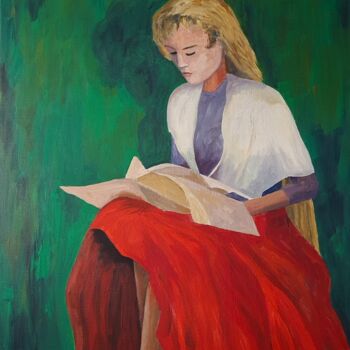 Painting titled "La lecture" by Jean-Marie Cluchier, Original Artwork, Acrylic