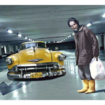 Digitale Kunst getiteld "The Yellow Boots" door Jean-Marie Gitard (Mr STRANGE), Origineel Kunstwerk, Digitale collage