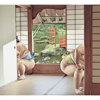 Цифровое искусство под названием "Sumo Wrestlers" - Jean-Marie Gitard (Mr STRANGE), Подлинное произведение искусства, Цифров…