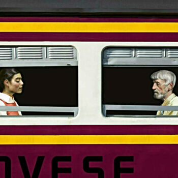 Digitale Kunst mit dem Titel "TRAIN 876530" von Jean-Marie Gitard (Mr STRANGE), Original-Kunstwerk, Fotomontage Auf Keilrahm…