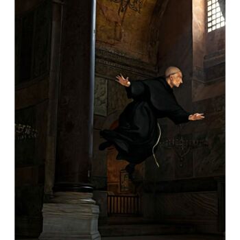 Grafika cyfrowa / sztuka generowana cyfrowo zatytułowany „The Flying Monk” autorstwa Jean-Marie Gitard (Mr STRANGE), Orygina…