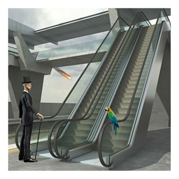Arts numériques intitulée "Escalators" par Jean-Marie Gitard (Mr STRANGE), Œuvre d'art originale, Collage numérique