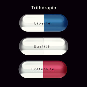 「Trithérapie」というタイトルのデジタルアーツ Jean-Marie Gitard (Mr STRANGE)によって, オリジナルのアートワーク, デジタルコラージュ