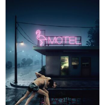 Digitale Kunst getiteld "The Flamongo Motel" door Jean-Marie Gitard (Mr STRANGE), Origineel Kunstwerk, Digitale collage