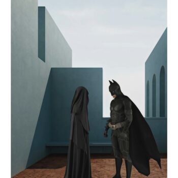 Digitale Kunst mit dem Titel "Fatima and Batman" von Jean-Marie Gitard (Mr STRANGE), Original-Kunstwerk, Digitale Collage