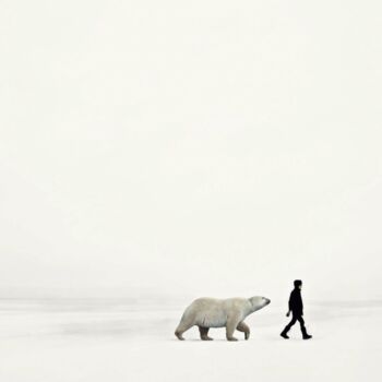 「Arctic」というタイトルのデジタルアーツ Jean-Marie Gitard (Mr STRANGE)によって, オリジナルのアートワーク, 写真モンタージュ ウッドストレッチャーフレームにマウント