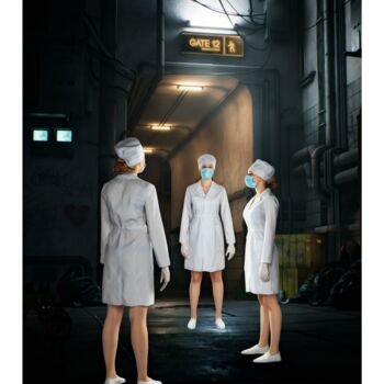 Digitale Kunst mit dem Titel "White Zombies" von Jean-Marie Gitard (Mr STRANGE), Original-Kunstwerk, Digitale Collage