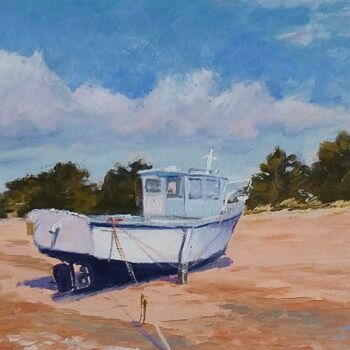 Painting titled "Bateau au repos à T…" by Jean-Marie Nicol, Original Artwork, Oil