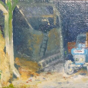 Painting titled ""Vieux tracteur For…" by Jean-Marie Nicol, Original Artwork, Oil
