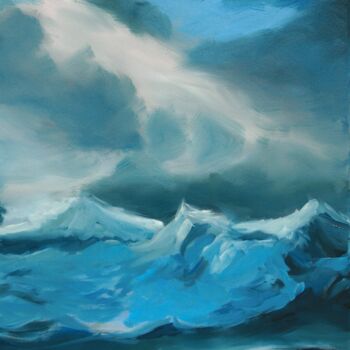 Peinture intitulée "vagues sous un ciel…" par Jean-Marie Nicol, Œuvre d'art originale, Huile