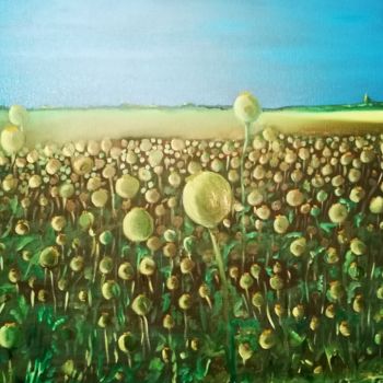 Pintura titulada "Champ de pavots cré…" por Jean-Marie Reynaud (jmry), Obra de arte original, Oleo Montado en Bastidor de ca…