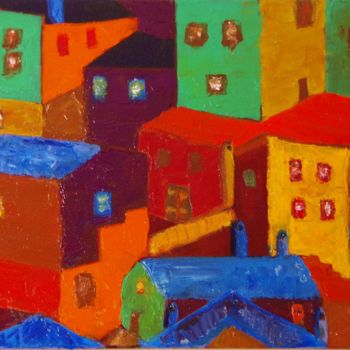 Pintura intitulada "Village italien" por Jean-Marie Reynaud (jmry), Obras de arte originais