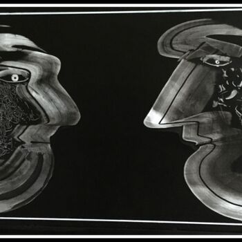 Картина под названием "Face à Face" - Jean Marie Wisselmann, Подлинное произведение искусства, Акрил