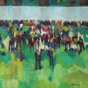 Painting titled "Garden Party" by Jean-Maxime Relange, Original Artwork, Oil Mounted on Wood Stretcher frame