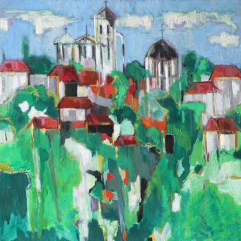 Картина под названием "Vézelay" - Jean-Maxime Relange, Подлинное произведение искусства, Масло Установлен на Деревянная рама…