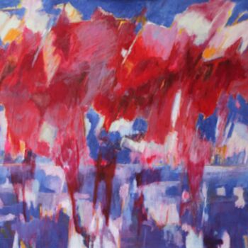 Pintura titulada "Ciel rouge" por Jean-Maxime Relange, Obra de arte original, Oleo Montado en Bastidor de camilla de madera