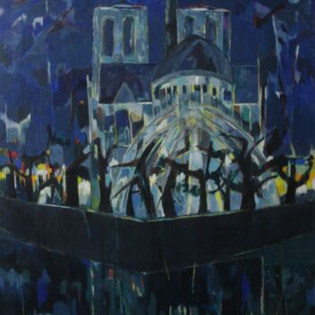 Pintura intitulada "Notre Dame" por Jean-Maxime Relange, Obras de arte originais, Óleo Montado em Armação em madeira