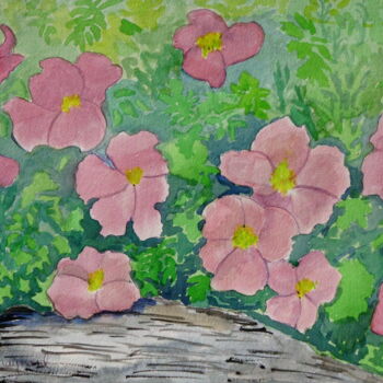 Painting titled "Ragosa Roses" by Jean Maynard, Original Artwork