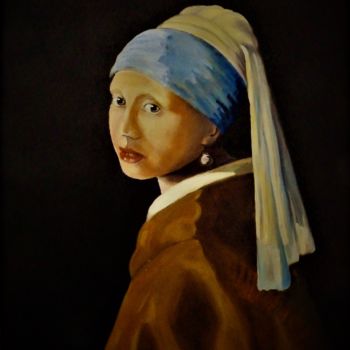 Картина под названием "la jeune fille à la…" - Jean Gaborieau, Подлинное произведение искусства