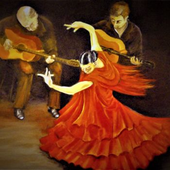 Painting titled "flamenco" by Jean Gaborieau, Original Artwork